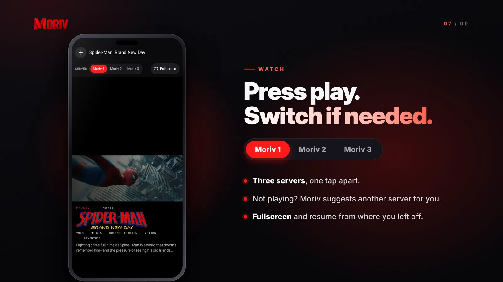 Player with server switching